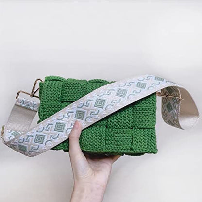 Azarxis Wide Replacement Shoulder Strap Adjustable Crossbody Canvas Webbing for Messenger Bag Laptop Computer Bag - color: #3 - Khaki & Green Rhombus