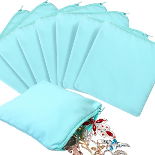 Sanwuta 8 Pcs Zippered Silver Storage Bags Anti Tarnish Silver Pouches Keeper Jewelry Storage Protector Bags(5.9 x 5.9 Inch,Lake Blue) - color: Lake Blue, size: 5.9 x 5.9 Inch
