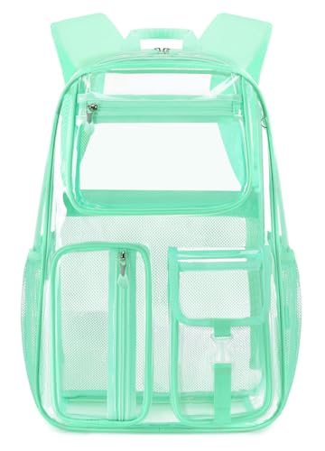 Cusangel Heavy Duty Clear Backpack,16.5 x12 x5inch TPU Large Capacity See Through Backpack for Sport Events,Travel (Green) - color: Green