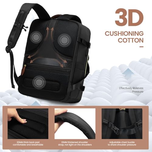 LOVEVOOK 40L Travel Backpack Carry On Airline Approved, Large Backpack with 3 Packing Cubes, TSA Travel Essentials Carry On Bag, Waterproof Weekender Overnight Luggage Daypack, Fits 17.3 Inch Laptop - color: Black-gray-chestnut Brown, size: Large - 17.3 I