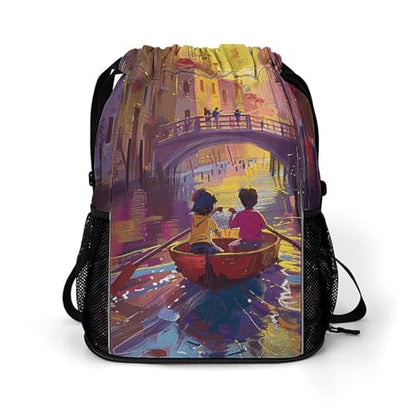 Drawstring Gym Backpack with Shoe Compartment And Wet Pocket, 28L Lightweight Waterproof Take A Raft Sports Backpack for Workout Swim Beach Travel String Bag for Men Women