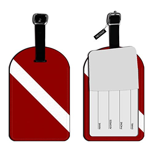 Flag-Scuba Diver Dive Leather Luggage ID Tag Suitcase Carry-On Travel Bag Label Luggage ID Tag - 1 pack - color: Xlp-au-0041