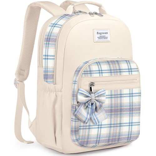 bagswan School Backpack for Women Girls Bookbag: 15.6 inch Cute Laptop Backpack for College Students Teens Casual Daypack Middle High School Backpacks Large Back Pack for Travel - color: 4.beige, size: 15.6 Inch