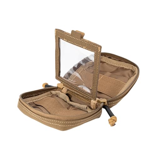 Small MED Kits Holder Duty Belt Gloves Pouch MOLLE Tactical Vest Nasal Spray Case Compact IFAK Carrier Backpack Wallet Cards Knife Gadgets Mini EDC Organizer Bag w/Removeable Clear ID Pocket - color: Coyote Brown