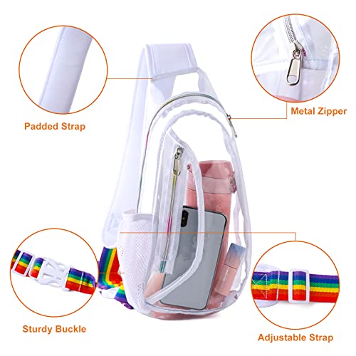 Edraco Clear Sling Sports Bag, Stadium Approved Mini PVC Crossbody Shoulder Backpack, Casual Chest Daypack for Women & Men