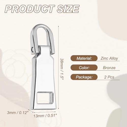 uxcell 2Pcs Zipper Pull Replacement, Detachable Metal Zipper Handle Mend Fixer Tab Repair for Luggage Suitcase Backpack Jacket Bags Boots Coat Handbags, Bronze - color: Bronze