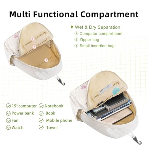 YEEGO DIRECT Tennis Bags for Women, Tennis Backpack Pickleball Racket Bags,Water-Resistant Sling Tote Padel Bag for Pickleball Tennis Badminton, Cute Gifts for Women Girl, Duffle Bag Gym Travel - color: White