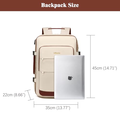Travel Backpack with Separate Shoe Compartment Laptop Bag for Business/Leisure,Water-Resistant Durable Backpack (Beige)