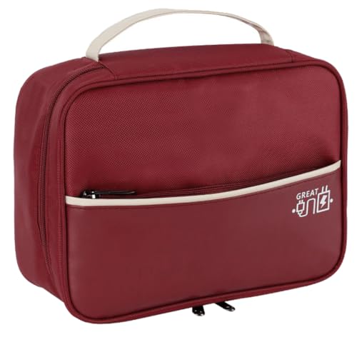 Organizer Bag Big Case Cable Electronic Devices Travel Pouch USB Charger Accessories Mouse Phone SD Power Bank Earphone - color: Wine Red