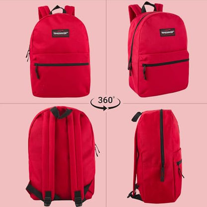 Trail maker Classic 17 inch Backpacks with Adjustable Padded Straps | School Backpacks for Girls, Boys (Red) - color: Red