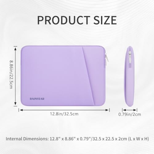 RAINYEAR 11-13 Inch Laptop Sleeve Padded Case Cover with Pocket, Purple - color: Purple, size: 11-13 inch