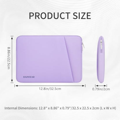 RAINYEAR 11-13 Inch Laptop Sleeve Padded Case Cover with Pocket, Purple - color: Purple, size: 11-13 inch