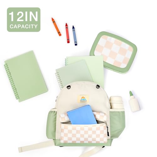 STEAMEDBUN Toddler Backpack Boys Girls 2-4, Preschool Daycare Backpack -12inch - color: White&brown Checkerboard, size: Mini-12"H(not fit folder)