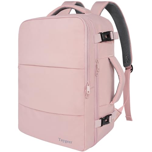 Taygeer Travel Backpack for Women, Carry On Backpack with Water Bottle Pocket & Shoe Pouch, TSA 15.6inch Laptop Mochila Flight Approved, Nurse Bag Casual Daypack for Weekender Business Hiking, Pink - color: Amourpink, size: Large