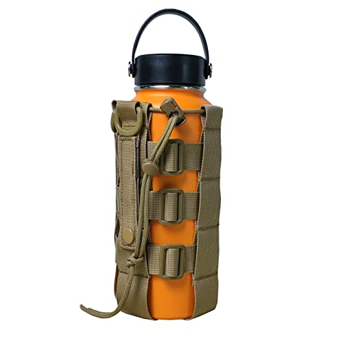 Molle Water Bottle Holder Tactical Pouches Adjustable 16-76 oz Enhanced Dual Pockets Multi Use for Outdoor Sports Fit for Backpack/Vest/Belt/Shoulder Strap (Black, Brown, Green) - color: Brown, style: 03-Classic