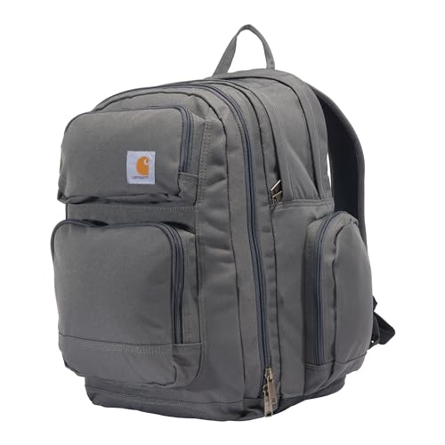 Carhartt 35L Triple-Compartment Backpack, Durable Pack with Laptop Sleeve and Duravax Abrasion Resistant Base, Gravel - color: Gravel