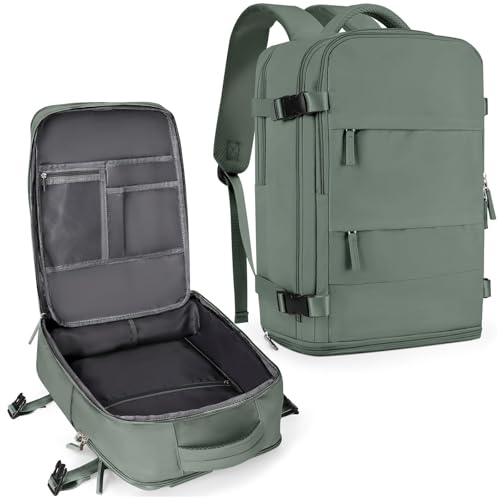 coowoz Large Travel Backpack For Women Men,Carry On Backpack Flight Approved,Hiking Backpack Waterproof Outdoor Rucksack Casual Daypack Fit 15.6 Inch Laptop Shoes Compartment,30L(Olive Green) - color: Olive Green, size: 30l