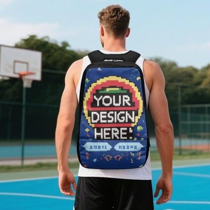 18.5in Basketball Backpack Basketball Bag with Shoe Compartment & Ball Holder, Waterproof Bag for Soccer Volleyball - color: A Customized Text Picture