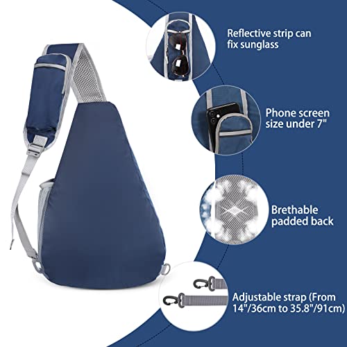 ZOMAKE Sling Bag,Small Crossbody Sling Backpack,Water Resistant Shoulder Daypack for Travel,Anti Thief Chest Bag for Hiking(Navy Blue) - color: Navy Blue