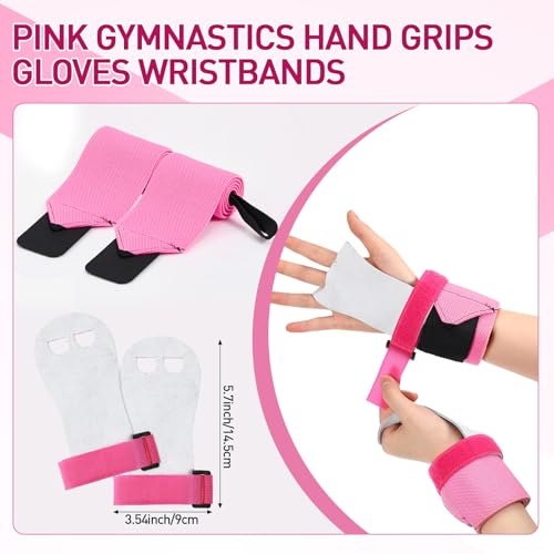 Foilswirl 2 Pairs Gymnastics Hand Grips Wristbands and Gloves Set for Kids Breathable Wrist Brace Gymnastic Bar Palm Protection and Wrist Support Sports Accessories for Sports Workout Exercise