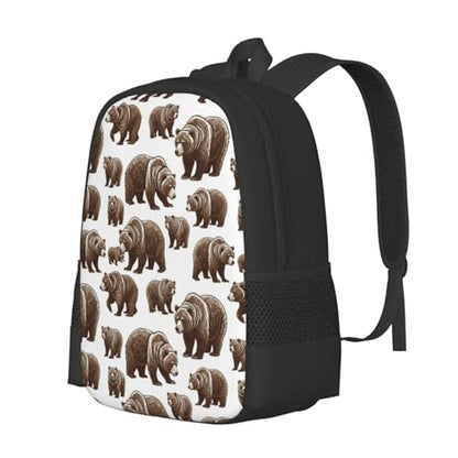 Sturdy Polyester Shoulder Pack Cute Bears, Anti Theft Spacious Camping Rucksack Casual Daily Bag for Men Women Fitness Outdoor Activity - color: Design (1329)