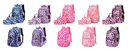 JiaYou Girl Geometric Printed Primary Junior High University School Bag Bookbag 3pcs Backpack Sets(2# Purple-3pcs,35 L) - color: 2# Purple-3pcs, size: 35 L