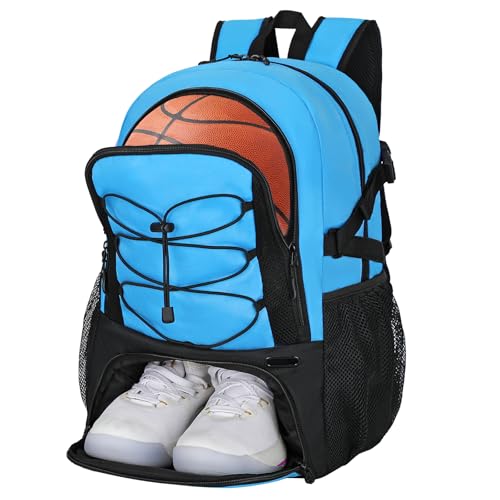 Goloni 40L Basketball Bag,Large Basketball Backpack with Ball Compartment & Shoe Compartment,Backpack for Soccer,Volleyball - color: blue