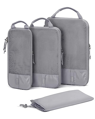 BAGSMART 6 Set /4 Set/2 Set Compression Packing Cubes for Travel, Lightweight Luggage Organizer Bags, Durable Space Saver Bags Travel Essentials - color: Grey, size: Set of 4