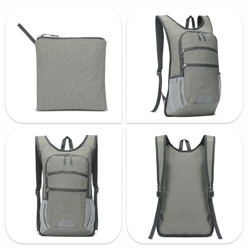 20L Lightweight Hiking Daypack, Foldable Travel Packable Backpack for Men Women for Cycling Camping Outdoor (Gray) - color: Gray