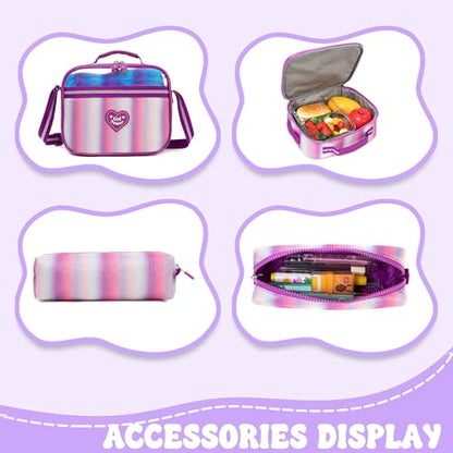 Kids Rolling Backpack with Wheels for Girls Elementary Students Kids Travel Luggage Carry on School Backpack for Girls Ages 6-8 - color: A Stripe