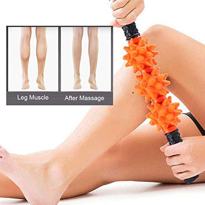 Muscle Roller Stick, Spiky Massage Stick Muscle Roller Deep Tissue Muscle Relaxation Massager Relief Muscle Soreness/Cramping and Tightness with Adjustable Handle for Back/Legs/Shoulder