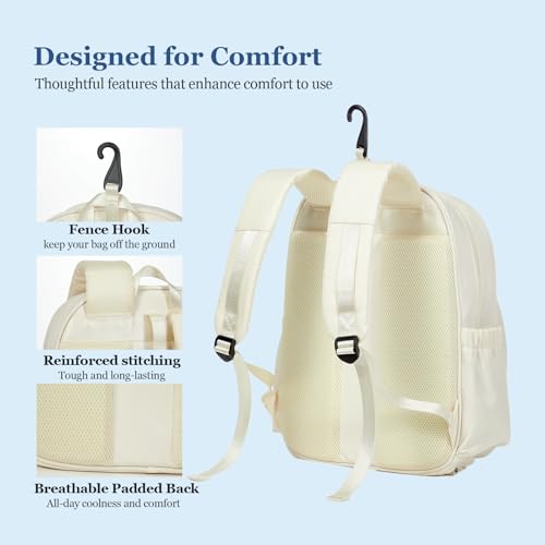 Pickleball Bag Backpack Fits 2 to 6 Paddles, Large Pickle ball Bags for Men and Women with Shoe Compartment and Fence Hook, Great Pickleball Gifts - color: Beige