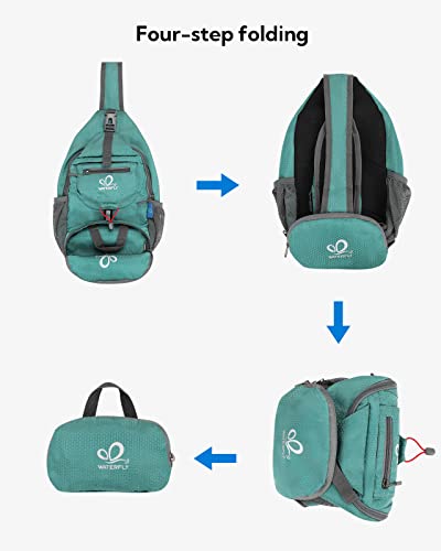 WATERFLY Packable Small Crossbody Sling Backpack Shoulder Chest Bag Daypack for Hiking Traveling - color: Green