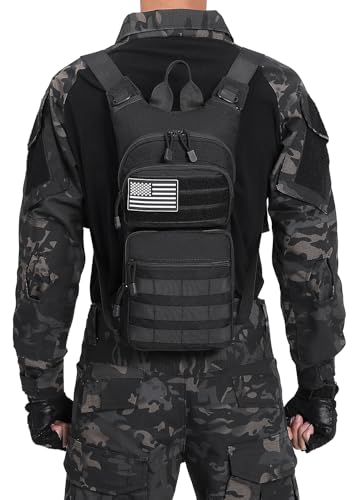 Insulated Water Hydration Pack Bag with 3L TPU Bladder Tactical Molle Hydration Backpack for Hiking Cycling Running - color: Black