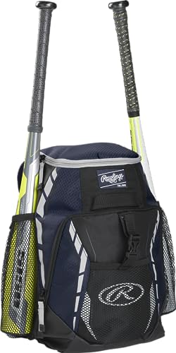 Rawlings | R400 Baseball & Softball Backpack Equipment Bag | T-Ball / Rec / Travel | Multiple Colors - color: Navy