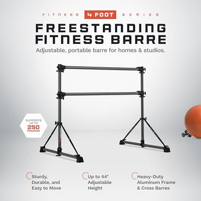 VITA Barre Portable Freestanding Double Ballet Barre, Fit, Dark Mystic Gray, Aluminum | Adjustable Height, Made in USA, Home or Gym Exercise Equipment | Dance, Fitness, Pilates - style: 4 Ft