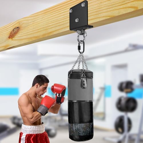Dolibest Heavy Punching Bag Hanger, I-Beam Mount for Boxing Muay Thai, Wood Beam Hook for Weight Strength Training Systems, Aerial Yoga & Hammock, Resistance Band (1000 LB Capacity) - color: Black beam hanger- 180° rotation