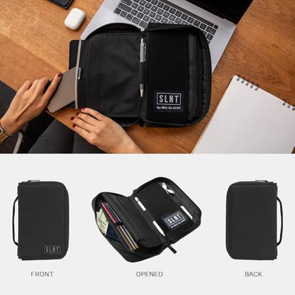 SLNT Essentials Tech Organizer with Faraday Phone Sleeve & RFID-blocking Pocket - Signal-shielding Storage Case for Phone & Accessories, Passport, Credit Cards - Lockable D-ring, Water-resistant - style: Phone Organizer