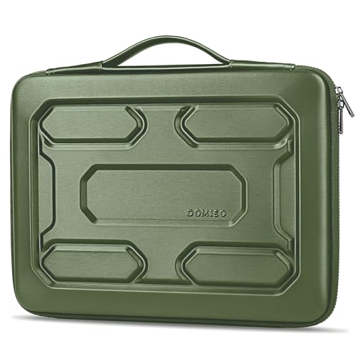 DOMISO 14 inch Laptop Sleeve with Handle Shockproof Computer Bag Waterproof EVA Protective Carrying Case for 14" ThinkPad E480/Yoga 920/13.5" Microsoft Surface Book/HP Pavilion 14 Stream 14, Green - color: Green, size: 14 inch
