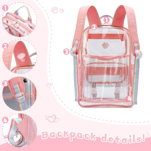 Clear Backpack Stadium Approved Heavy Duty Large Transparent Bag with Anti-Theft Pocket for School, Work, and Events