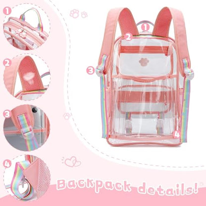 Clear Backpack Stadium Approved Heavy Duty Large Transparent Bag with Anti-Theft Pocket for School, Work, and Events