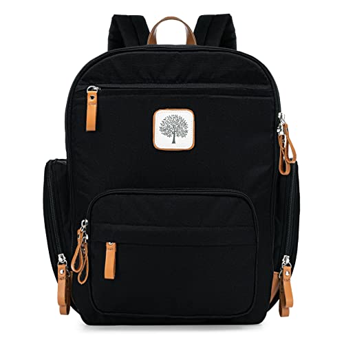 Parker Baby Co. Diaper Backpack - Full Zip Diaper Bag with Insulated Pockets - Black - color: Black