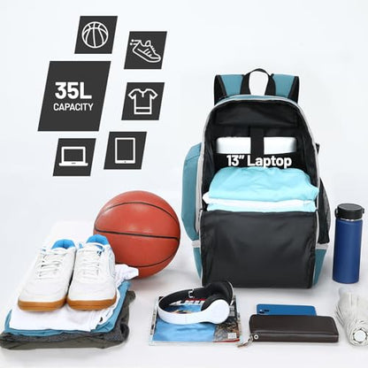 MIER Basketball Backpack Bags Sports Gym Backpacks with Shoe Compartment and Ball Holder for Adult Men Large Soccer Bag - color: Green