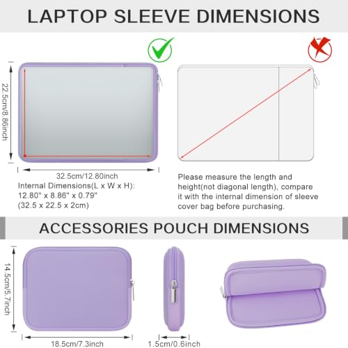 RAINYEAR 13 Inch Laptop Sleeve Compatible with 13.3" MacBook Air/Pro M1 M2 M3 M4 M5 A3449 A3240 A3113 A2681 A2338 Case Cover Bag with Front Pocket Accessories Pouch (Purple) - color: Purple, size: 13"