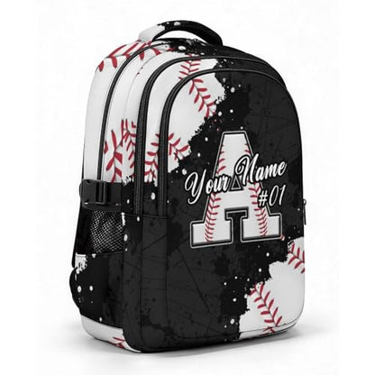 COZYAURA Personalized Baseball Backpack for Boys – 17 Inch Kids School Bag with Chest Strap, Custom Initial Sports Bookbag for Kindergarten, Elementary & Middle School - color: White