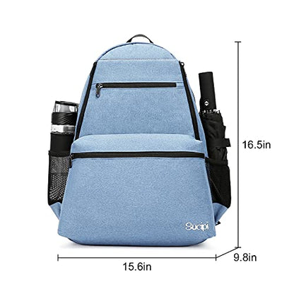 Sucipi Tennis Bag Professional Tennis Backpack for Men and Women Racket Bags Holds 2 Rackets with Ventilated Shoe Compartment - color: Sky Blue