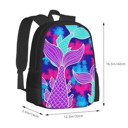 Slim Anti Theft Laptop Backpack Mermaid Tail Purple, Large Volume Travel Daypack Durable Polyester Carry Bag for Office Business Outdoor Trekking - color: Design (873)