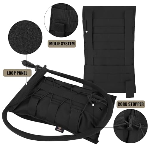 PETAC GEAR 1.5L / 3L Tactical Hydration Pack，Molle Carrier Pouch for 50 oz /100 oz Hydration Bladder Daypack Water Backpack. - color: BK, size: 1.5L bag only