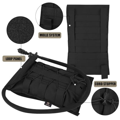 PETAC GEAR 1.5L / 3L Tactical Hydration Pack，Molle Carrier Pouch for 50 oz /100 oz Hydration Bladder Daypack Water Backpack. - color: BK, size: 1.5L bag only
