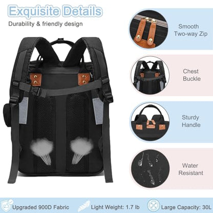 SHITIESHOU Diaper Bag Backpack Baby Bag for Mom Dad with Changing Pad, 19 Pockets, Large Waterproof Travel Baby Girl Boy Toddle Diaper Bag with Insulated Pocket, Baby Shower Gifts, Black - color: Black
